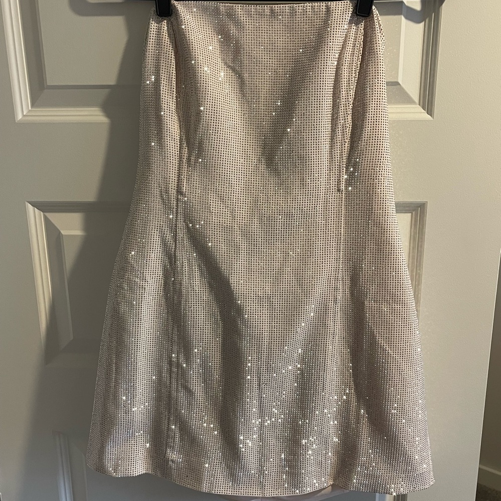 ASTR Rhinestone Strapless Mini Dress - size L